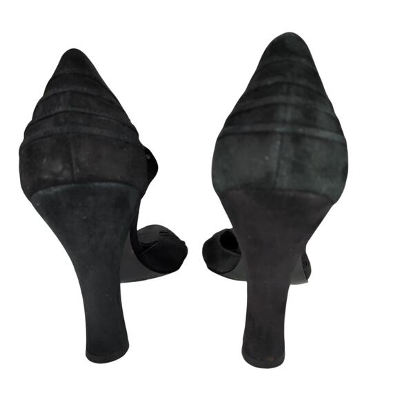 BCBGirls T Strap Heels sz 8B Women Black Suede Leather 4" Retro 1940s Whimsigoth - Picture 5 of 11